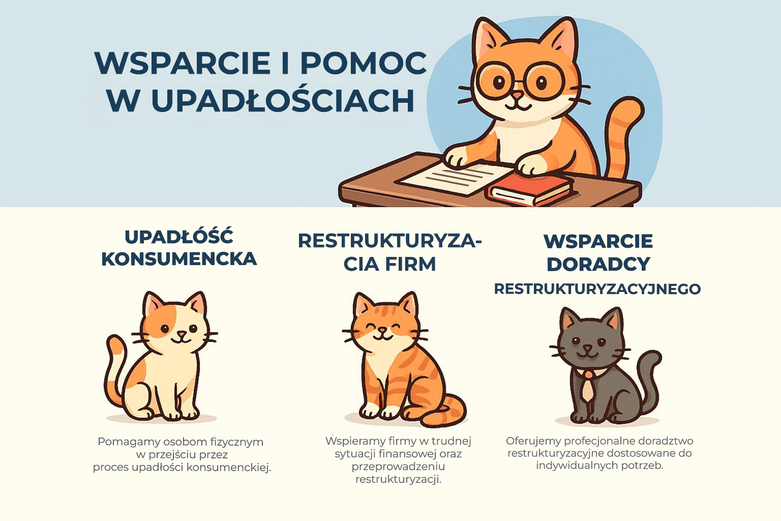 Ilustracja kotów w garniturach – doradcy